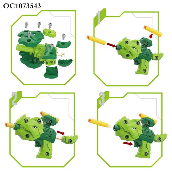 Wholesale Boys PVC Plastic Biq Dinosaur Toy Kids Assemble Soft Bullet Games Plastic Toys Gun