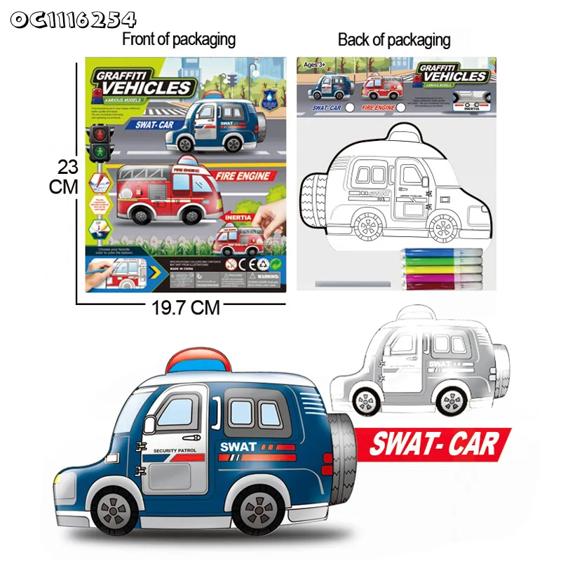 Montessori Wholesale Traffic Theme Art Sets Kid Painting Set Model Coloring Educational Popular DIY Toys
