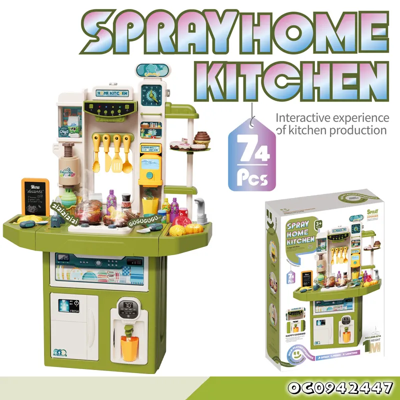 Wholesale Educational Pretend Role Play Set Simulation Tableware Cooking Water Spray Large Children's Plastic Kitchen Toy