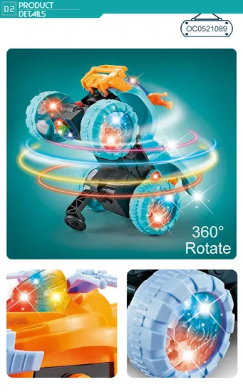 Battery Operated Mini ATV RC Stunt Remote Control Toy Car for Kids with Light Sound