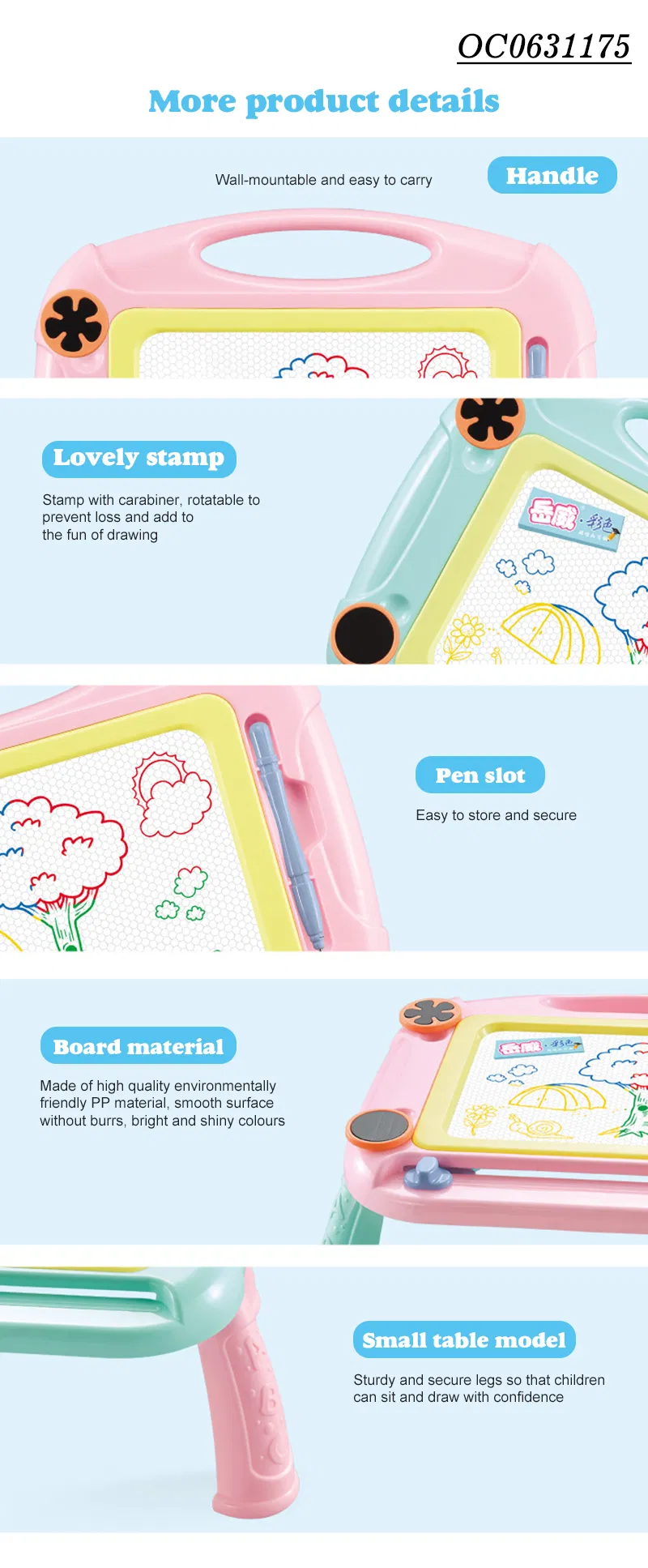 Kids Children Intelligent Magnetic Educational DIY Wholesale Magnetic Writing Drawing Board