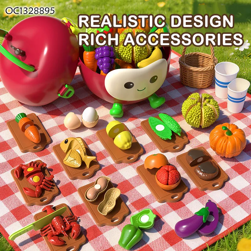 Wholesale Mini Play Interactive Play Set Kids Pretend Playhouse Funny Plastic Fruits and Vegetables Cutting Kitchen Toys