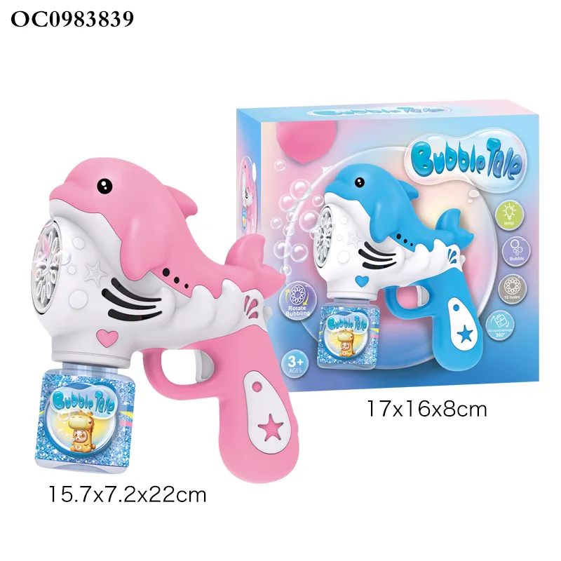 Outdoor Party Games Light up Electric Dolphin Bubble Machine Gun Toys for Kids