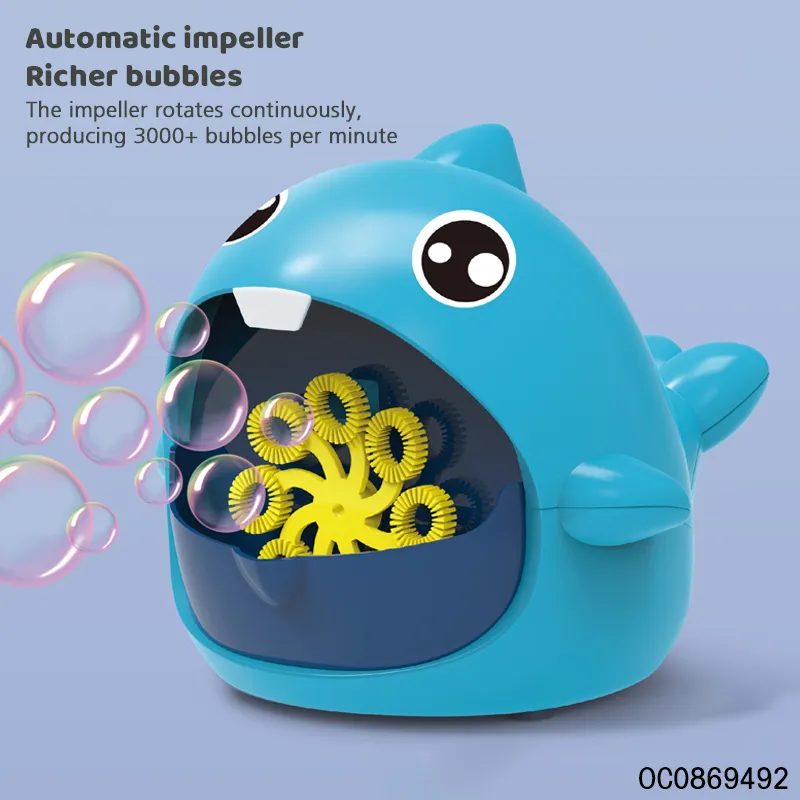 Cartoon Shark Electric Automatic Game Bubble Maker Machine for Kids
