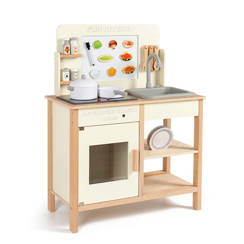 Wholesale Wooden House Miniature Cooking Stove Tableware Pretend Play Children's Plastic Spray Sink Kitchen Toy