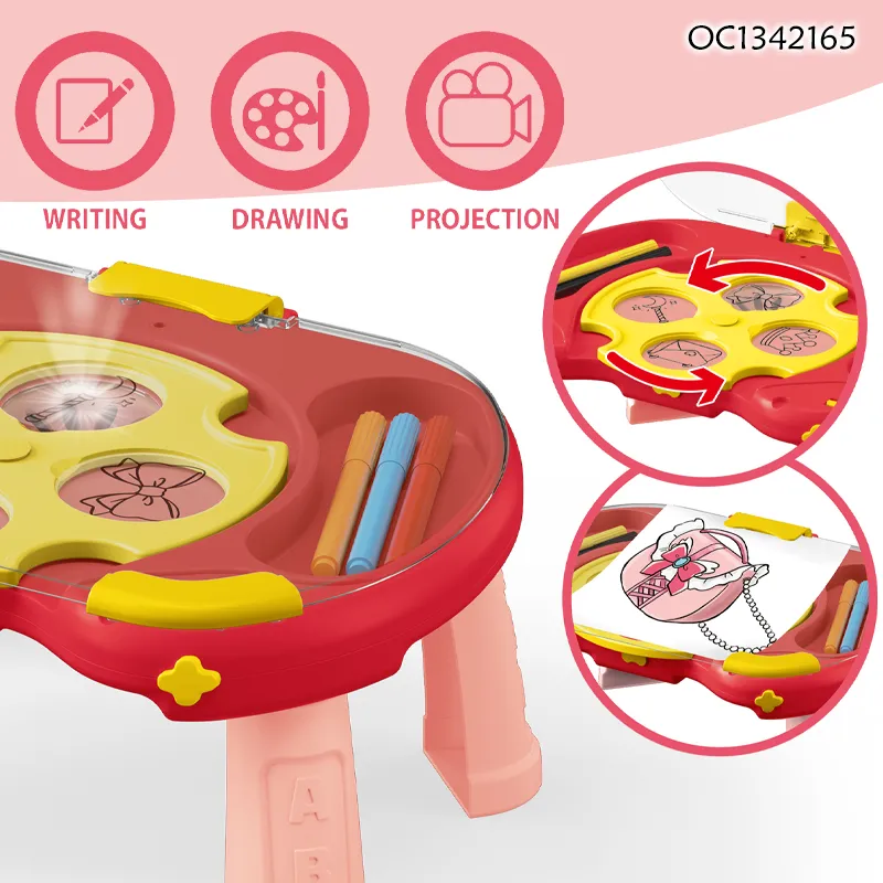 Set Montessori Electronic Early Educational Toys Children LED Projection Learning Drawing Board for Kids with Color Pens Pap
