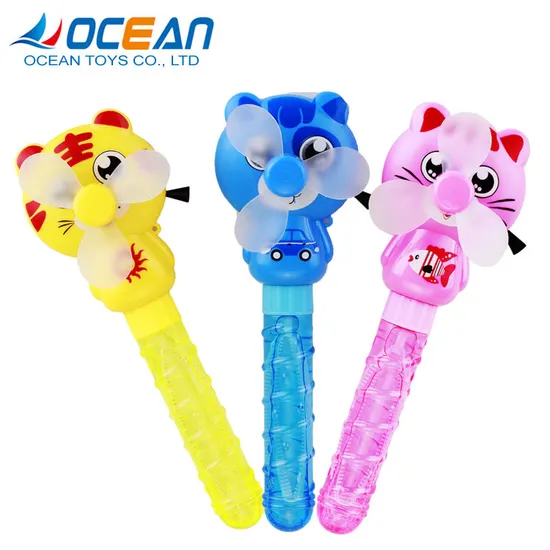 Happy Outdoor Games Funny Bubble Toy Gun with Pull Line Fan