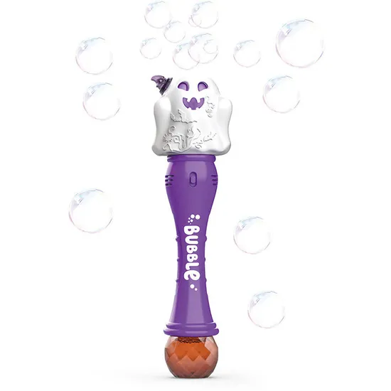 Soap Bubbles Gun Outdoor Play Battery Operated Halloween Bubble Blowing Wand Stick Toy Plastic with Light