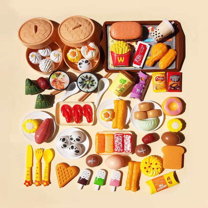 Wholesale Funny Educational 80 Pieces Plastic Food Toy Kids Kitchen Toy Pretend Play Set