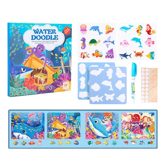 Wholesale Sea Animal Handmade Stickers Books Shapes and Colors Early Educational Water Doodle Creative Book Toys for Kids