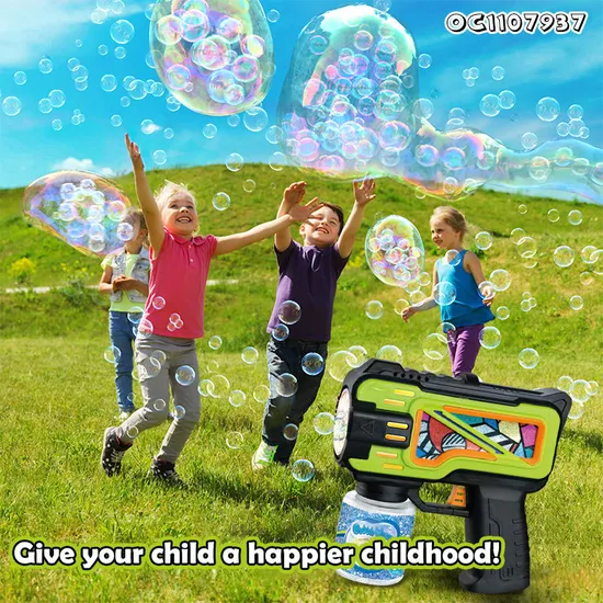 Kids Wholesale Outdoor Toys Structures Popular Automatic Space Soap Bubble Machine Gun Toys with Light and Bubble Water