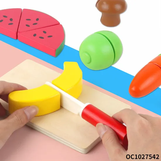 Wholesale Baby Gifts Learning Wooden Educational Toddler Kitchen Fruit Vegetable Cutting Toy Kitchen
