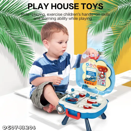 Light Music Function Hospital Role Play Montessori Baby Kids Electric Plastic Pretend Doctor Set Toy