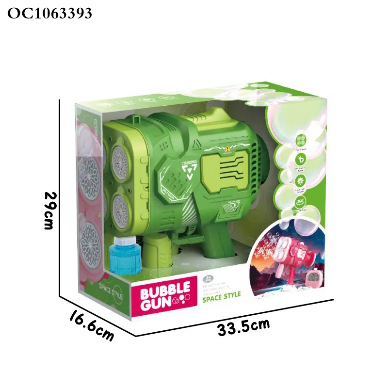 Chilidren Wholesale 48-Hole Battery Operated Rocket Soap Bubble Toy Gun OEM/ODM Plastic Machine with Light Music