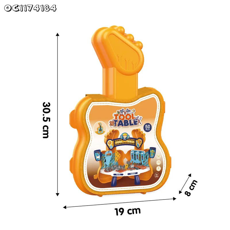 50PCS Boy Mechanical Tools Table Children Montessori Educational Screw Nuts Plastic Pretend Toy Set with Handbag Suitcase