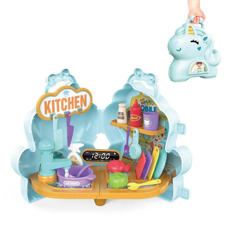 Wholesale Kitchen Food Set Pretend Role Play Children's Plastic Kitchen Dish Washing Machine Toys for Kids with Vegetable and Food