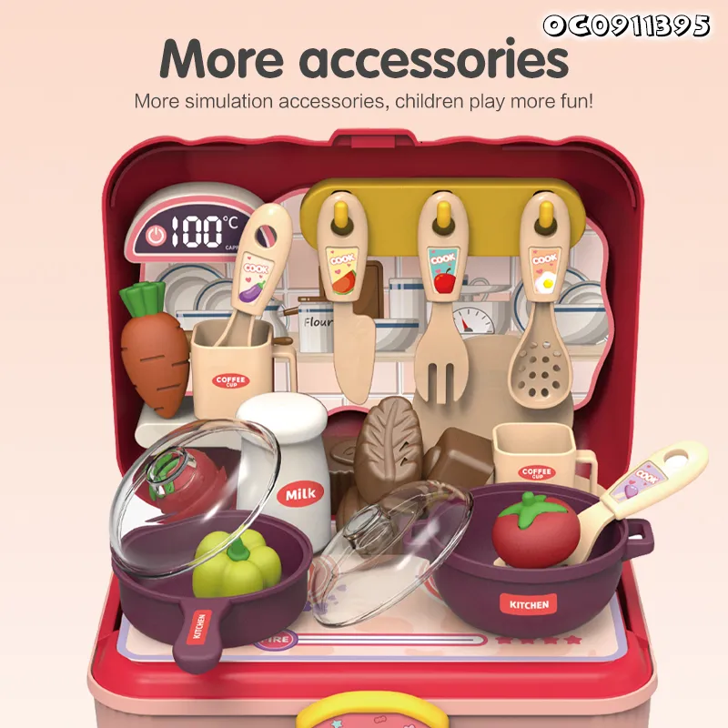 Educational Girl Children's Plastic Kitchen Pink Cooking Set Vegetable Fruit Food Toys for Kids