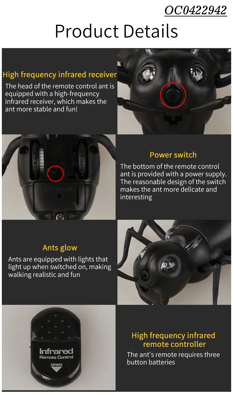 Wholesale Plastic Black Scary Crawling Remote Control Animal Model Spider Toy for Kids