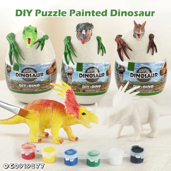 Assembling Toy Dinosaur Model Educational Handmade Graffiti Craft Toy Color Dinosaur Parts Plaster Paint Game Boy Toy