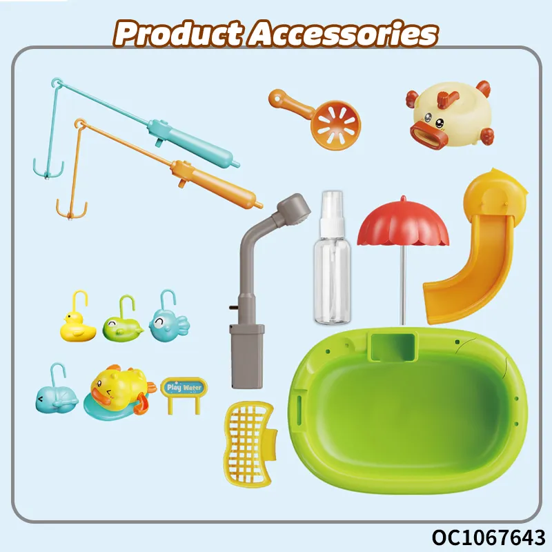 Wholesale 2in1 Pretend Play Washing Equipments Swimming Fish Water Play Table Bath Toys for Kid Hot Selling Summer