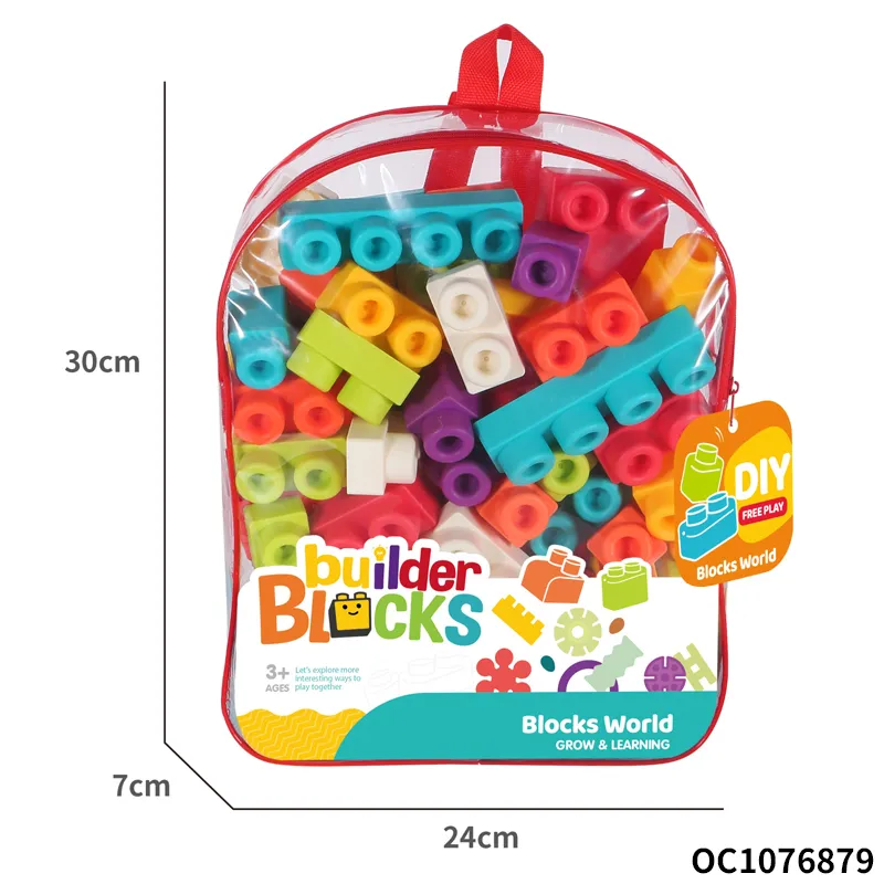 Wholesale Educational 64PCS DIY Soft Kids Big Toy Silicone Building Blocks for Children