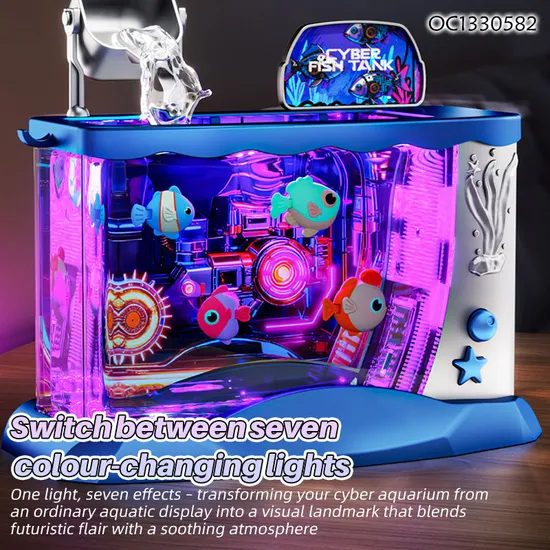 Wholesale Plastic Montessori Colorful Light Fish Tank Electronic Fishing Game Machine Toy Game for Kids