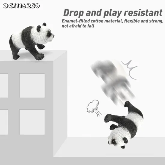 Wholesale Popular PVC Panda Realistic Small 3D Plastic Wild Animal Model Toys with Sound for Kids