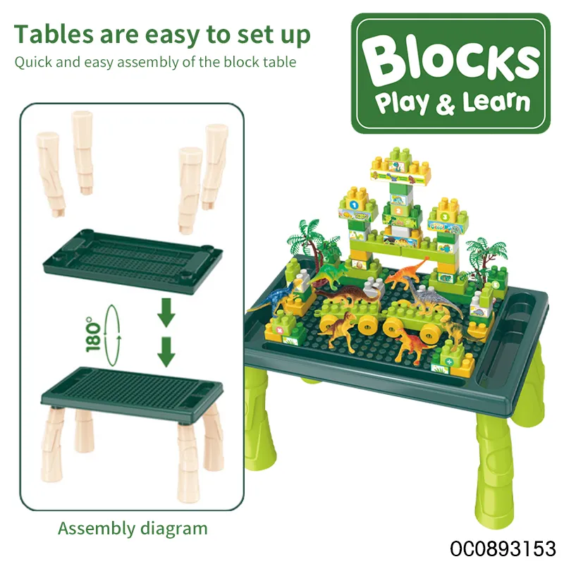 Wholesale Educational Montessori Dinosaur Plastic Building Blocks Tables Popular DIY Toys for Kids