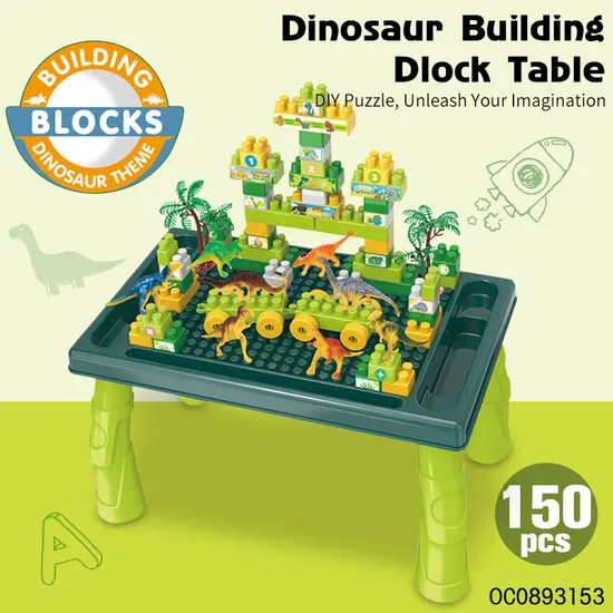 Wholesale Educational Montessori Dinosaur Plastic Building Blocks Tables Popular DIY Toys for Kids