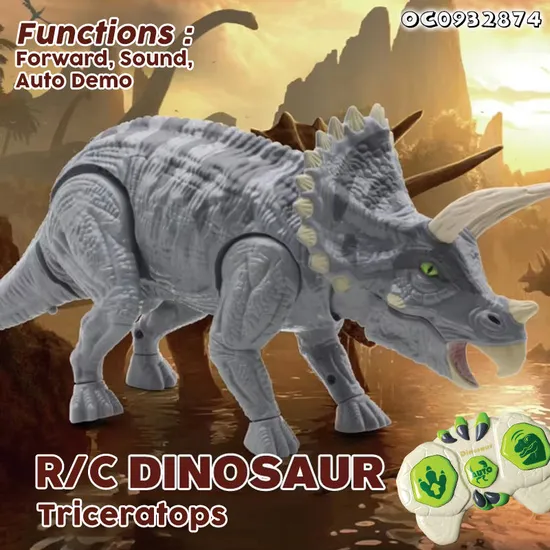 High Quality Realistic Remote Control Animal Model Simulation Walking RC Dinosaur Triceratops Toy with Sound for Kids Boys