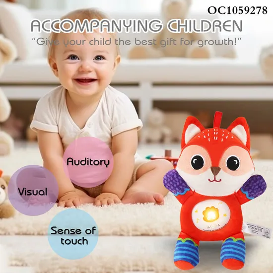 Wholesale Popular Light Baby Sleeping Doll Sensory Music Animal Stuffed Plush Toy
