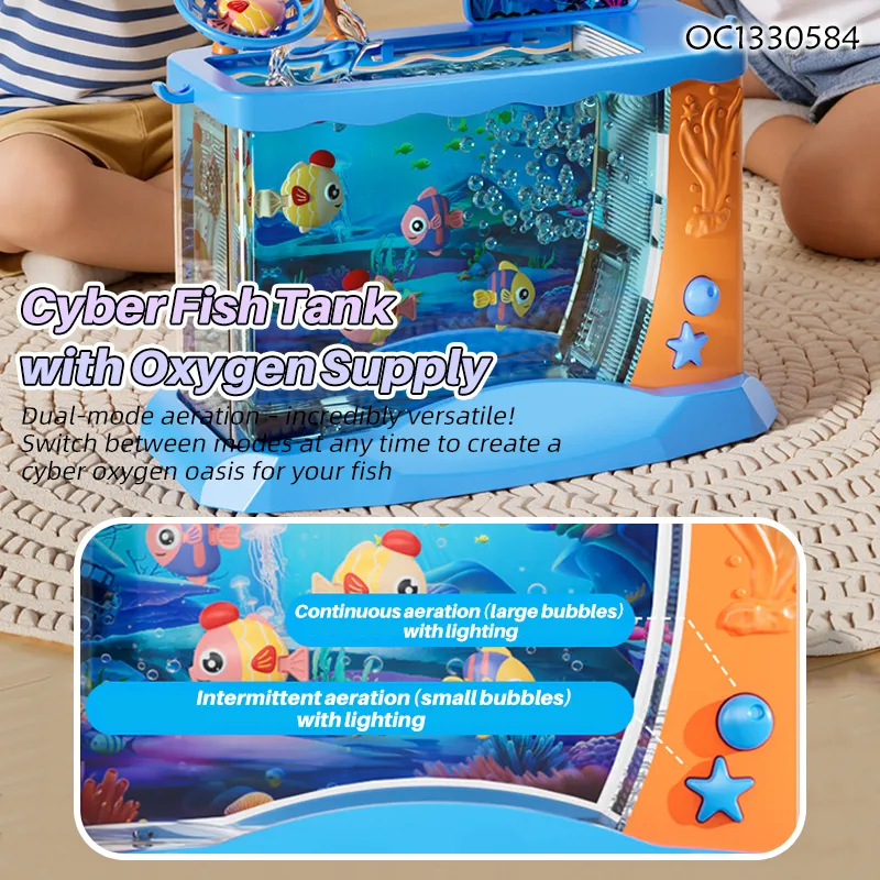 2026 New Arrival Funny Kids Interactive Indoor Games Battery Operated Swimming Fish Table Game Machine Toy with Lighted up Tank
