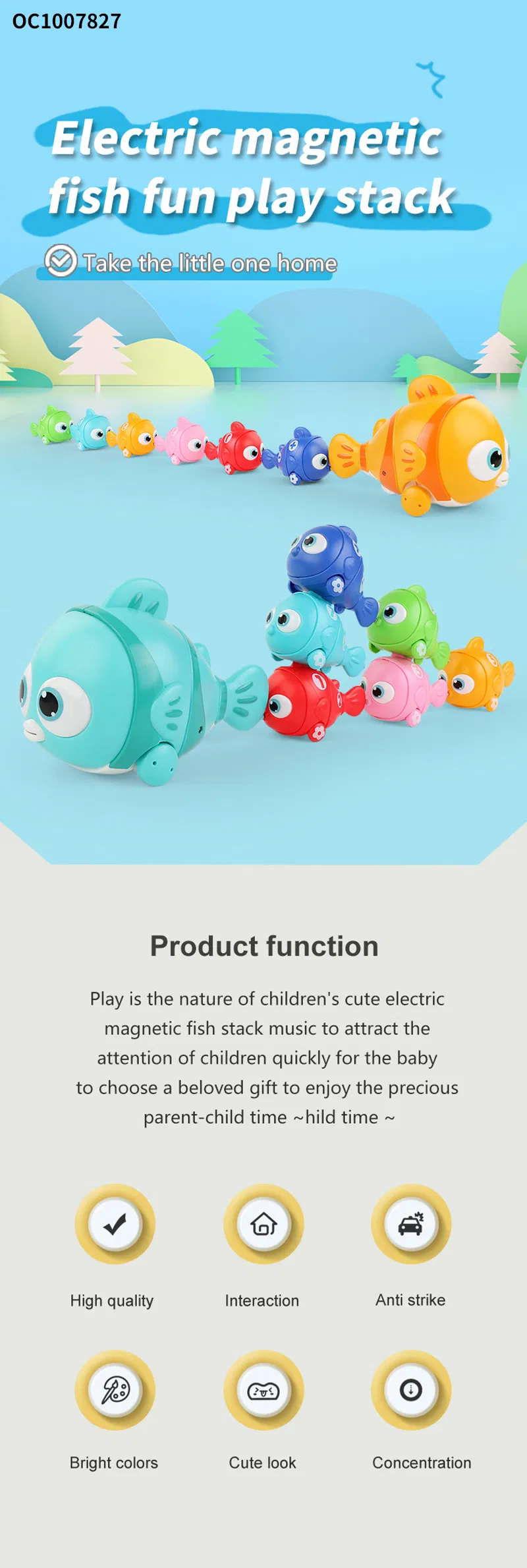 Wholesale Educational Funny Cute Montessori Fishing Water Game Electric B/O Sensory Educational Toys