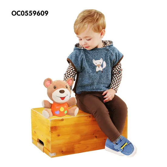 Wholesale Baby Sensory Stuffed Soft Plush Bear Animal Baby Toys with Music Light