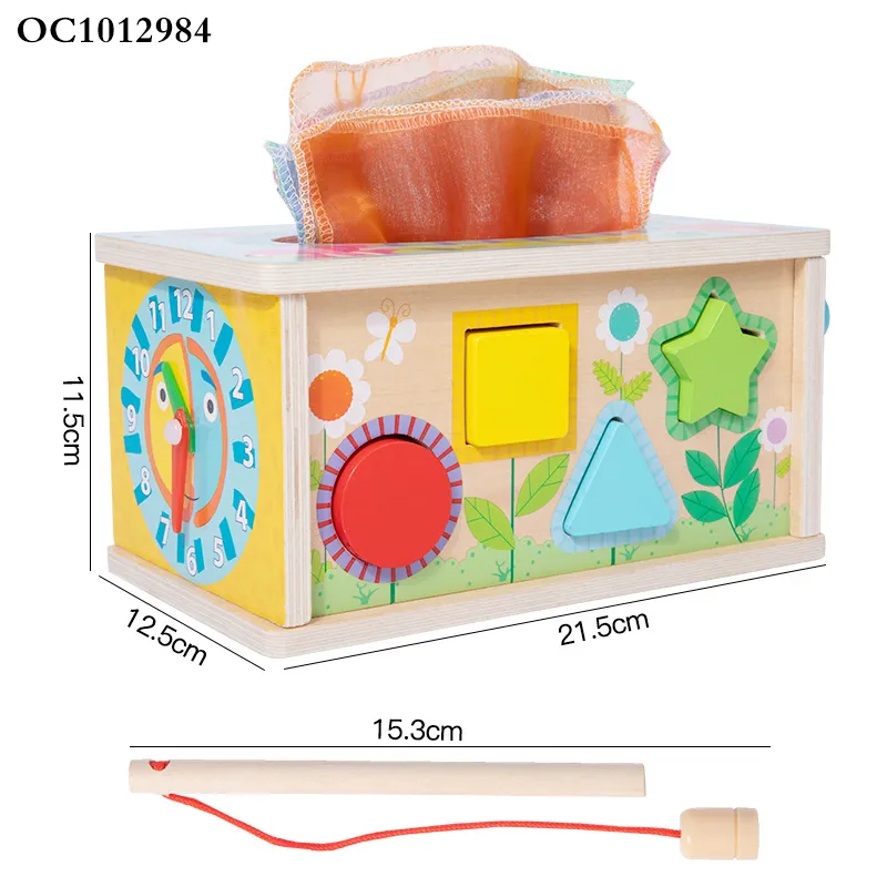 Wholesale Montessori Plastic Educational Wooden Puzzle Activity Fishing Baby Box Toy