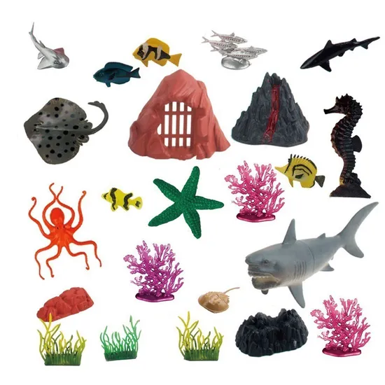 Wholesale Montessori Educational 23PCS PVC Educational Model Plastic Sea Counting Animal Toys Set for Kids