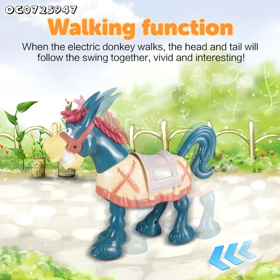 Wholesale Electric Battery Operated Plastic Donkey Walking Animal Model Toy for Children Kids