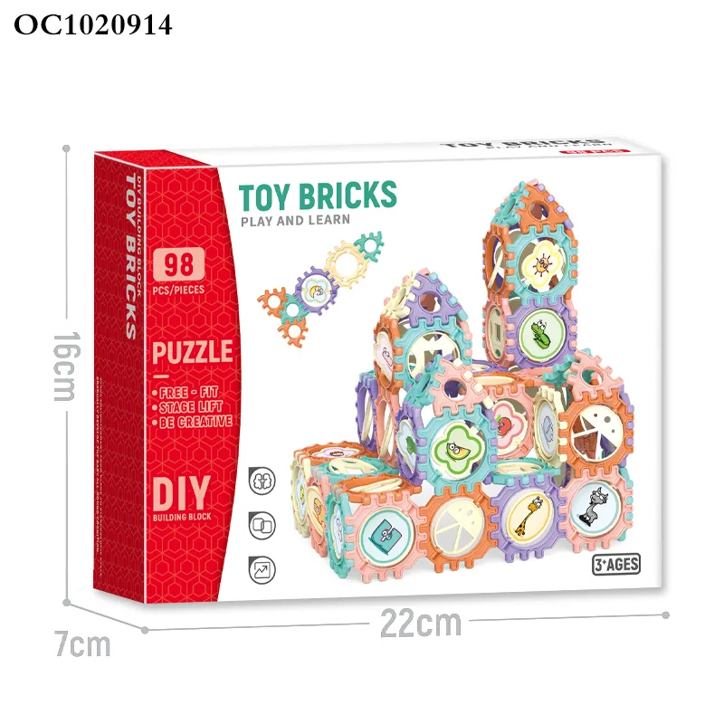 Wholesale Montessori 98PCS Educational Cute Large Bricks House Baby Building Block Toys
