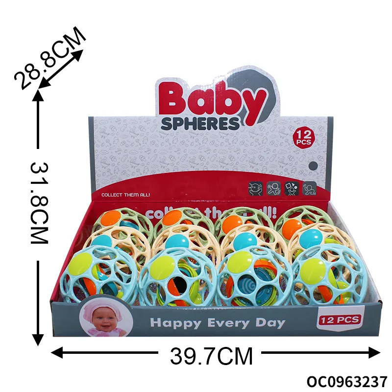 Hand Eye Coordination Shake Rattle Drum Baby Hand Grabbing Toy Felt Balls Baby Stress Ball Toy
