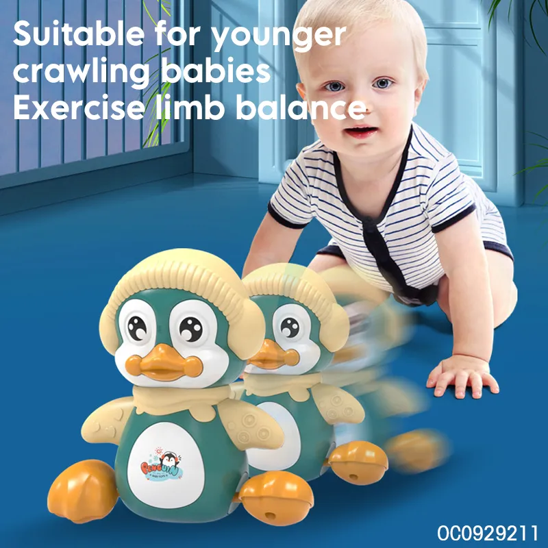 Hot Selling Wholesale Battery Operated Plastic Light up and Sound Penguin Animal Car Electric Baby Toy