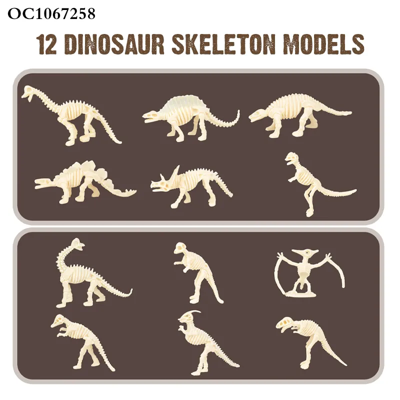 12PCS Kids Educational Toys Learning Children Digging up Dinosaur Eggs Fossil Dinosaur Skeleton Model Toy