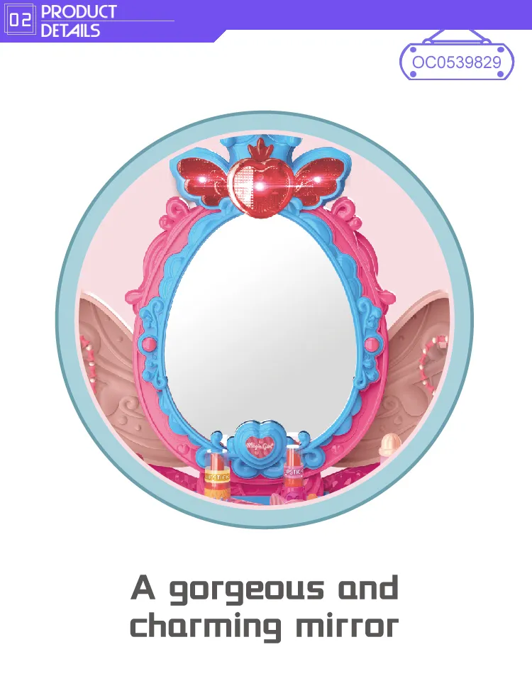 Wholesale Baby Cosmetic Girls Kids Hair Salon Beauty Set Toys Make up Kids Dressing Table Toy with Mirror
