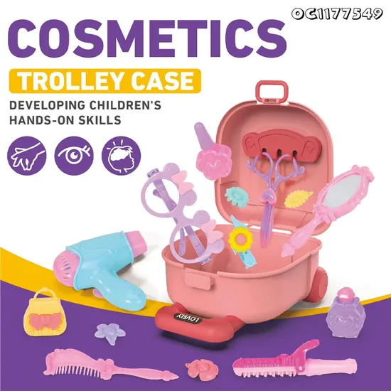 Wholesale High Quality Pretended Portable Beauty Makeup Play Game Make up Kids Girl Plastic Hair Salon Beauty Toys