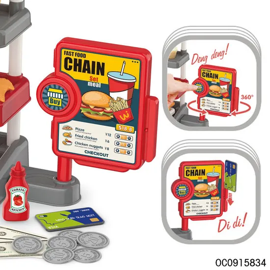 Selling Fast Food Pretend Play Toys 2024 Include Supermarket Stores Cash Set Toy for Kids