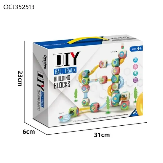 Wholesale Popular DIY Educational Montessori Rolling Ball Run Block Race Track Big Plastic Building Block Toys for Kids