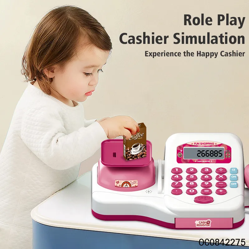 Electronic Cash Register Checkout Play Toy Supermarket Simulation Cash Register Toy with Scanner