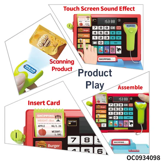 Plastic Shopping Basket Supermarket Game Toy Miniature Cashier Machine Cash Register Toy for Kids