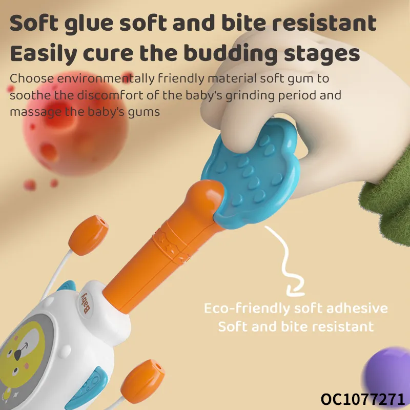 Wholesale Montessori Baby Hand Shake Rattle Teether Silicone Chewing Plastic Baby Toy