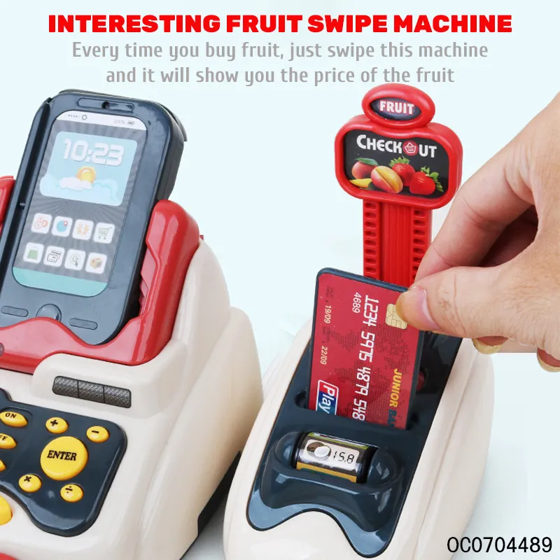 Plastic Pretend Play Home Big Supermarket Electronic Kids Cash Register Toys
