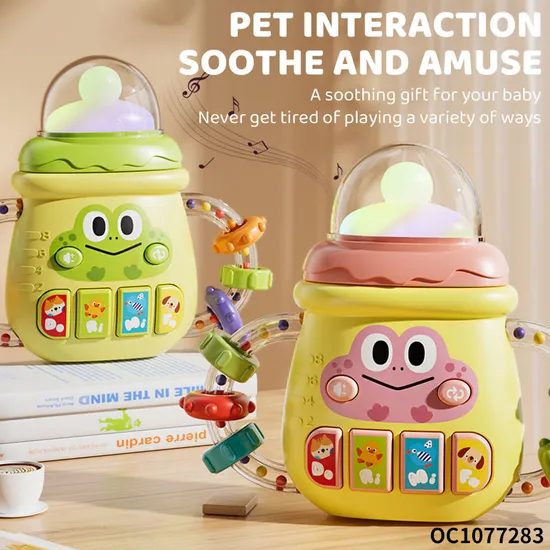 Wholesale 2in1 Baby Sensory Toys Rattle Plastic Electric Baby Teether Silicone Chewing Toy for Baby Toys with Music